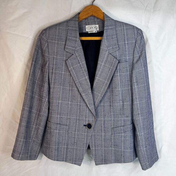 Gilmor Plaid Blazer VTG Single Breasted Suit Jacket Office Work Wear Size 10 - Picture 8 of 8